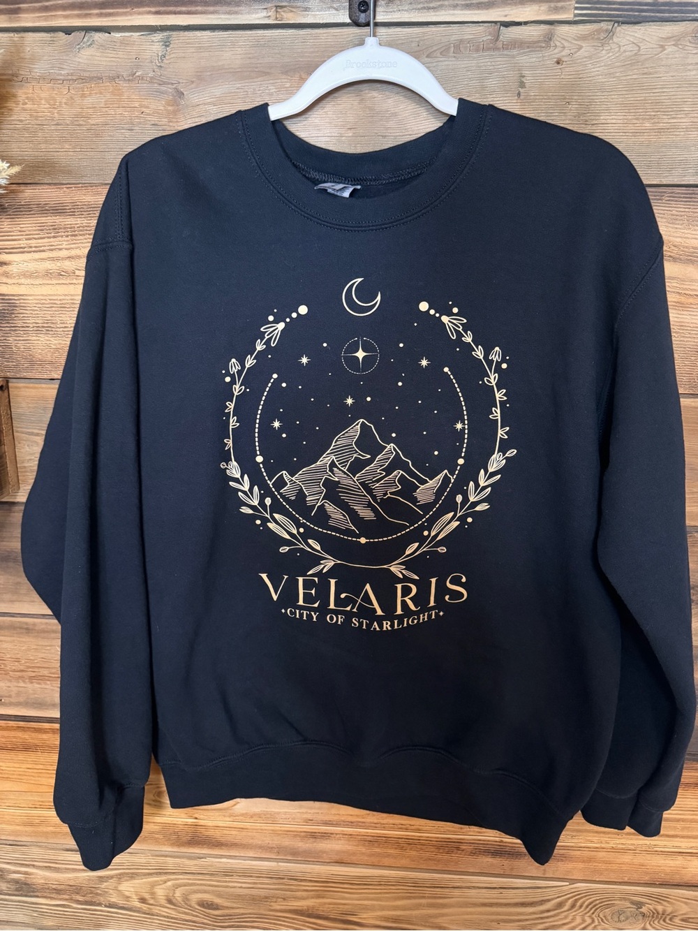 Velaris City of Starlight Black Graphic Crewneck Sweatshirt Celestial Moon Phase